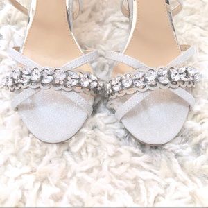 Jewel Badgley Mischka Silver Heeled Sandals